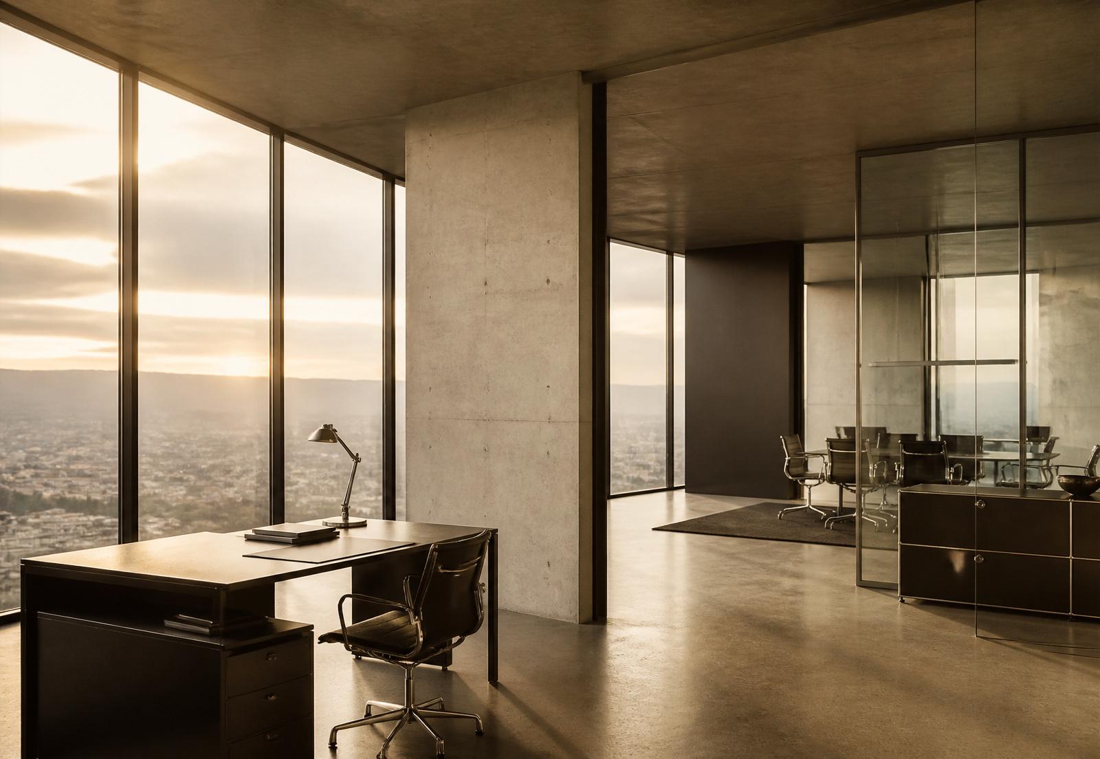 Modernes Schweizer Büro mit Blick über die Stadt